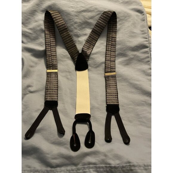 Vintage Trafalgar Silk & Leather Y2K 2000 Braces Suspenders Adjustable‎ Size - Picture 8 of 13